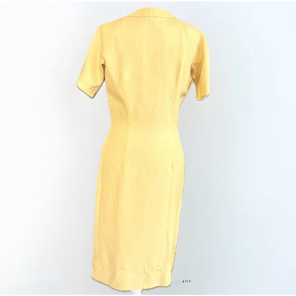 Dynasty for Ambrosine Yellow Silk Pencil Dress Vintage 12 - Picture 3 of 11